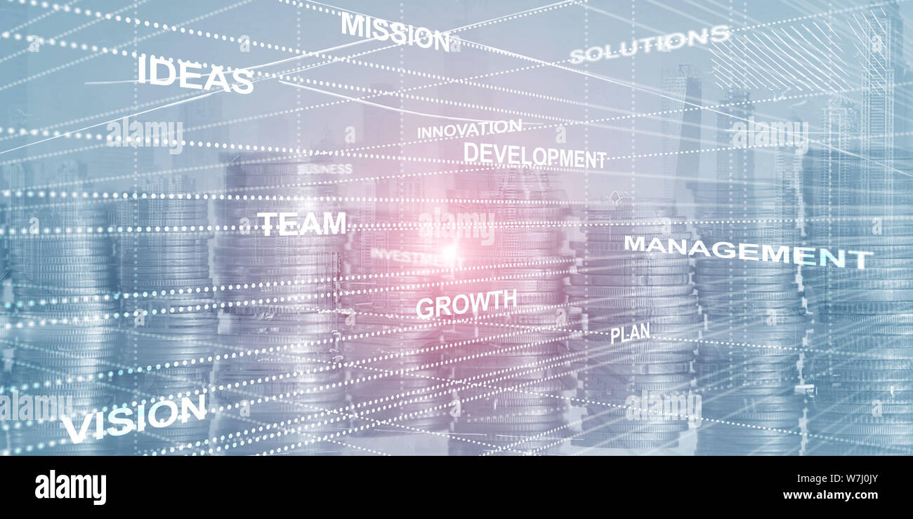 Abstrakte Geschäft Hintergrund Double Exposure mixed Media Stockfoto