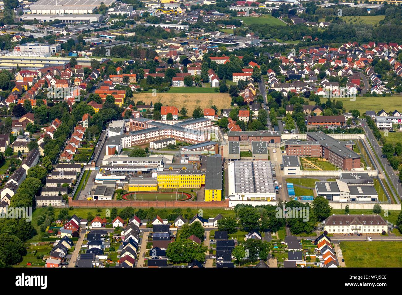 Luftaufnahme, JVA Werl, Justizvollzugsanstalt, Werl, Nordrhein-Westfalen, Deutschland Stockfoto
