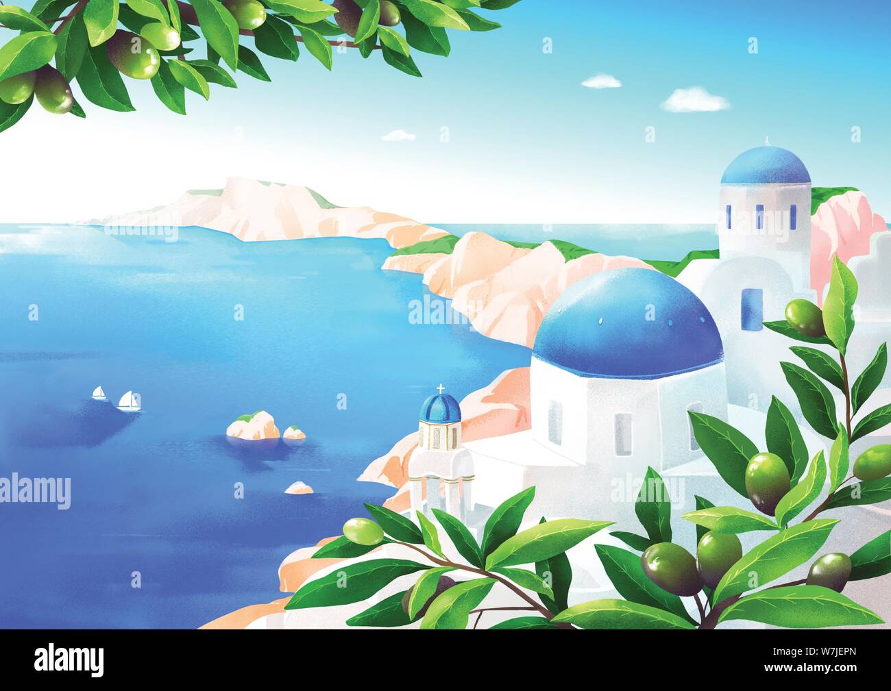 Schöne Natur Landschaft im Sommer Vector Illustration 001 Stock Vektor