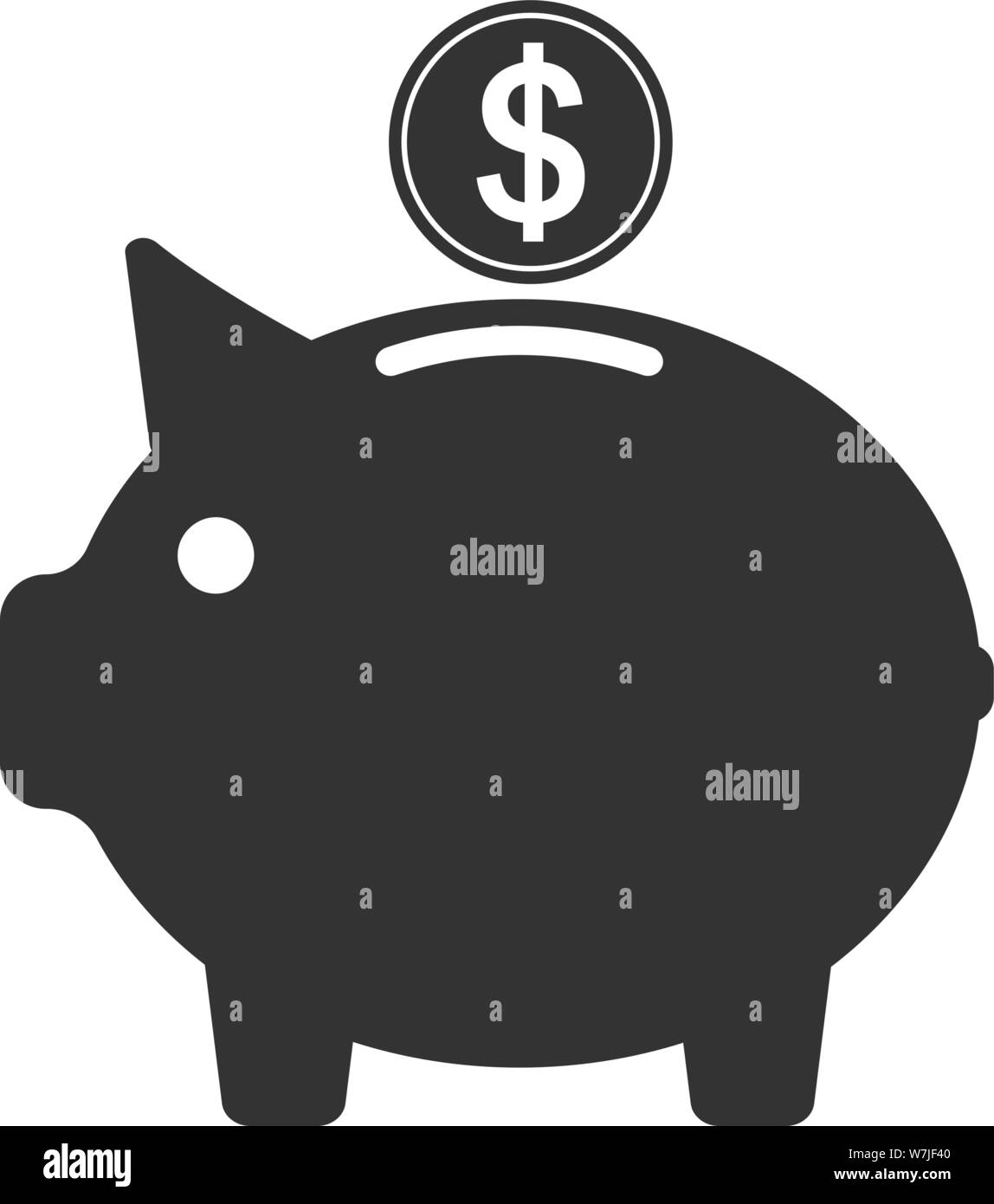 Einfache flache schwarze und weiße piggy Bank Symbol Vektor illustration Stock Vektor