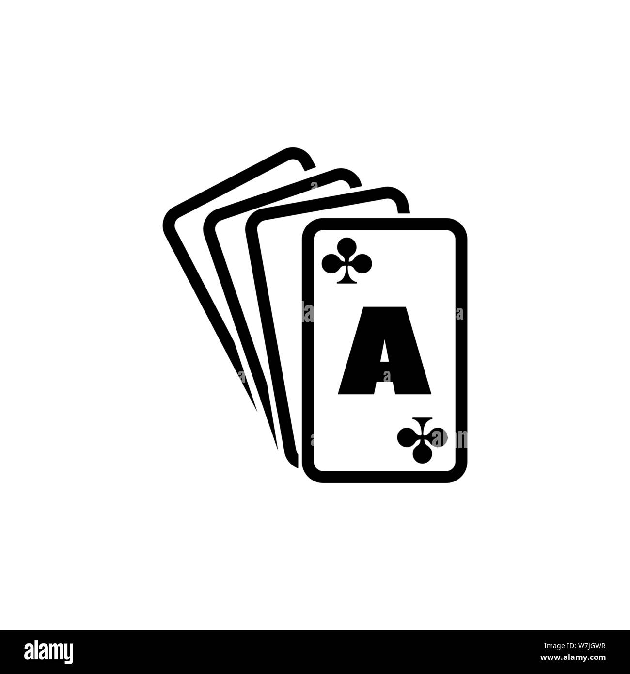 Poker Spielkarten, Ass passt, Pik Royal. Flache Vektor Icon Abbildung. Einfach schwarzes Symbol auf weißem Hintergrund. Poker Spielkarten, Ass Passt si Stock Vektor