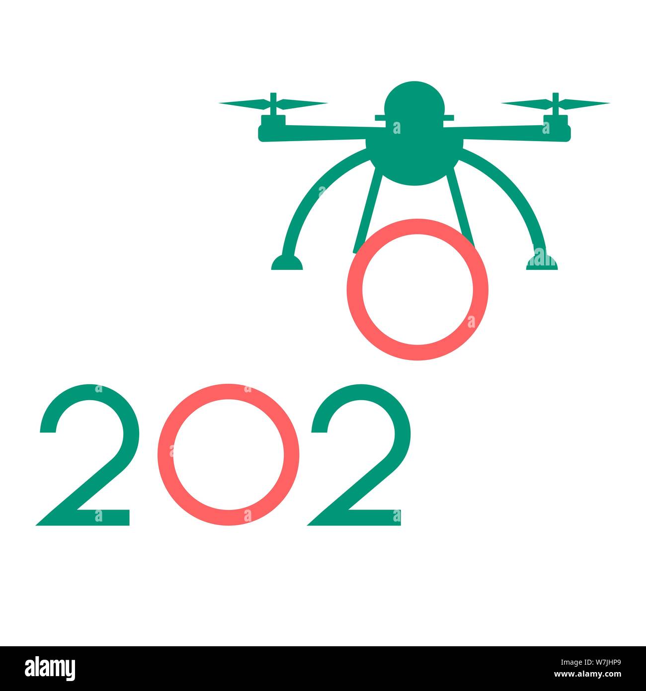 Frohes Neues Jahr Vector Illustration mit Drone übertragungen Zahlen 2020. Design für Poster, party Karte drucken. Stock Vektor