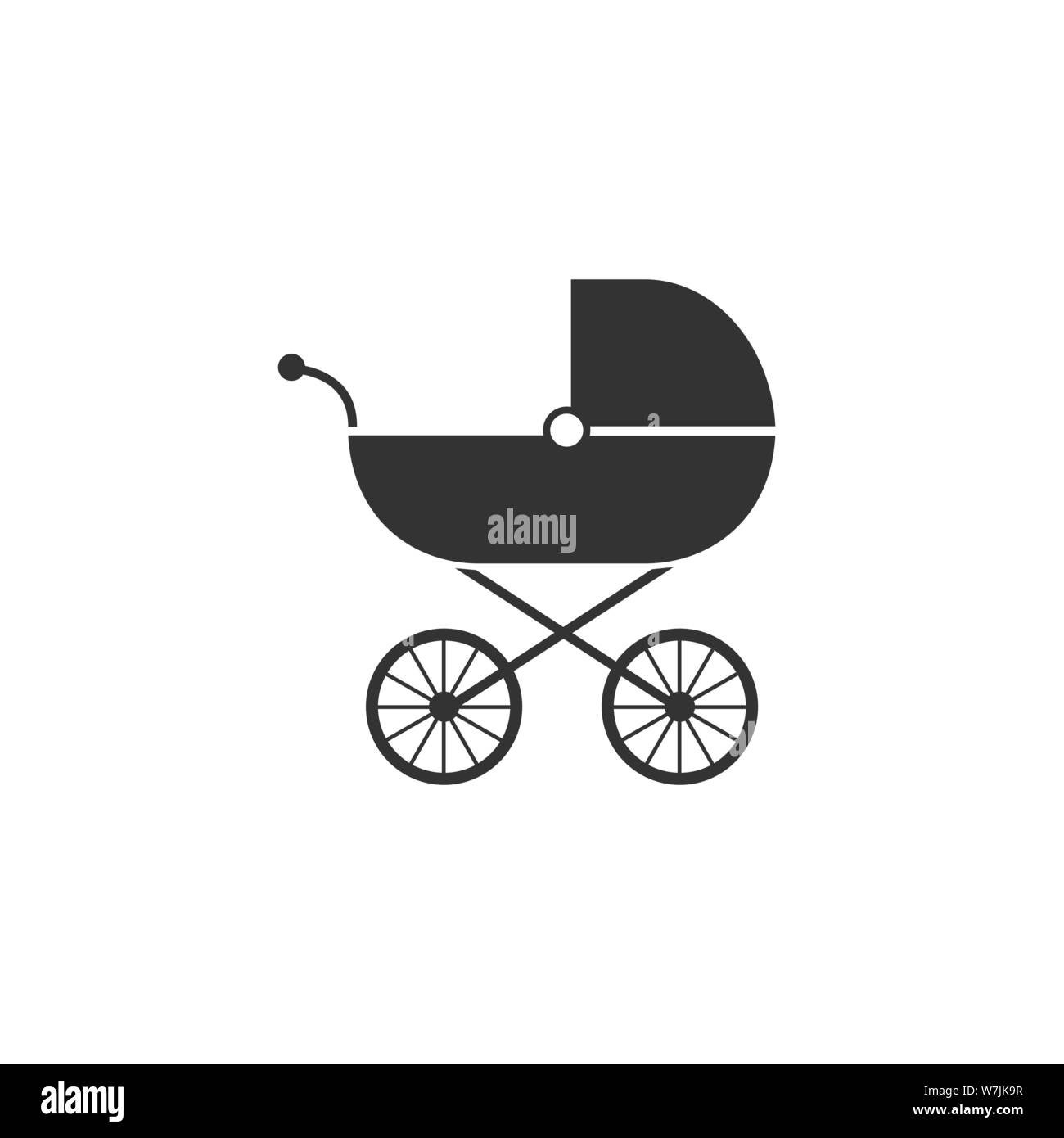 Vector Illustration, flache Bauform. Baby, Schlitten, Kinderwagen Kinderwagen Kinderwagen rad Symbol Stock Vektor