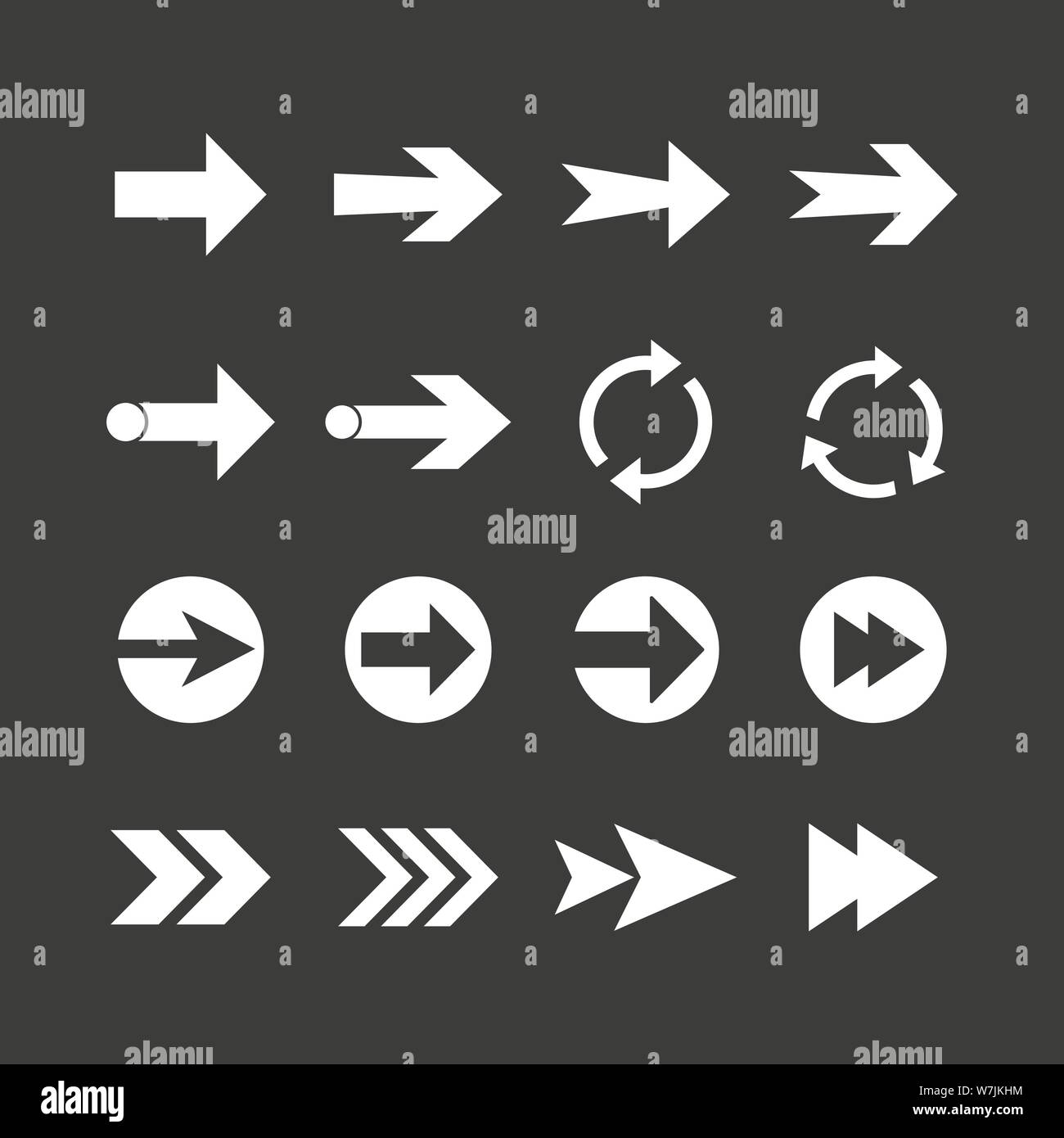 Vector Illustration, flache Bauform. Symbol Pfeil einstellen Stock Vektor