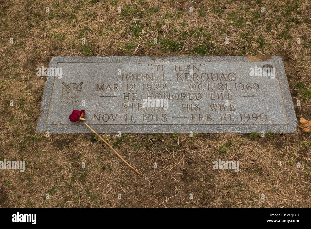Jack Kerouac Grabstein in Lowell MA Stockfoto