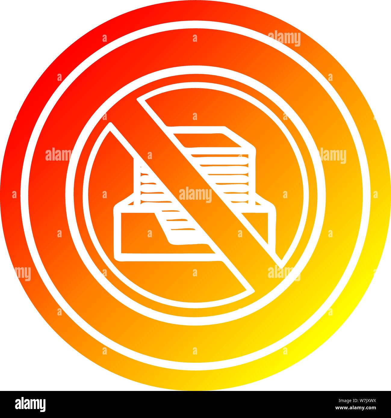 Büro papierlose kreisförmigen Symbol mit warmen Farbverlauf beenden Stock Vektor