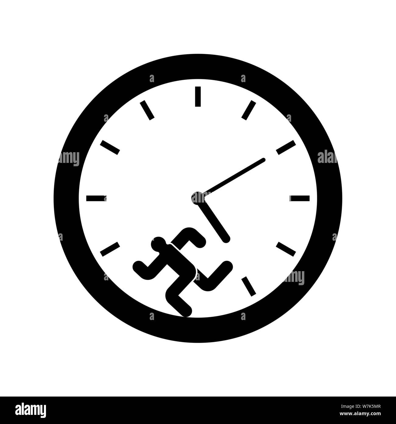 Man läuft im Inneren Uhr. Laufen Sie weg von Zeit Stock Vektor