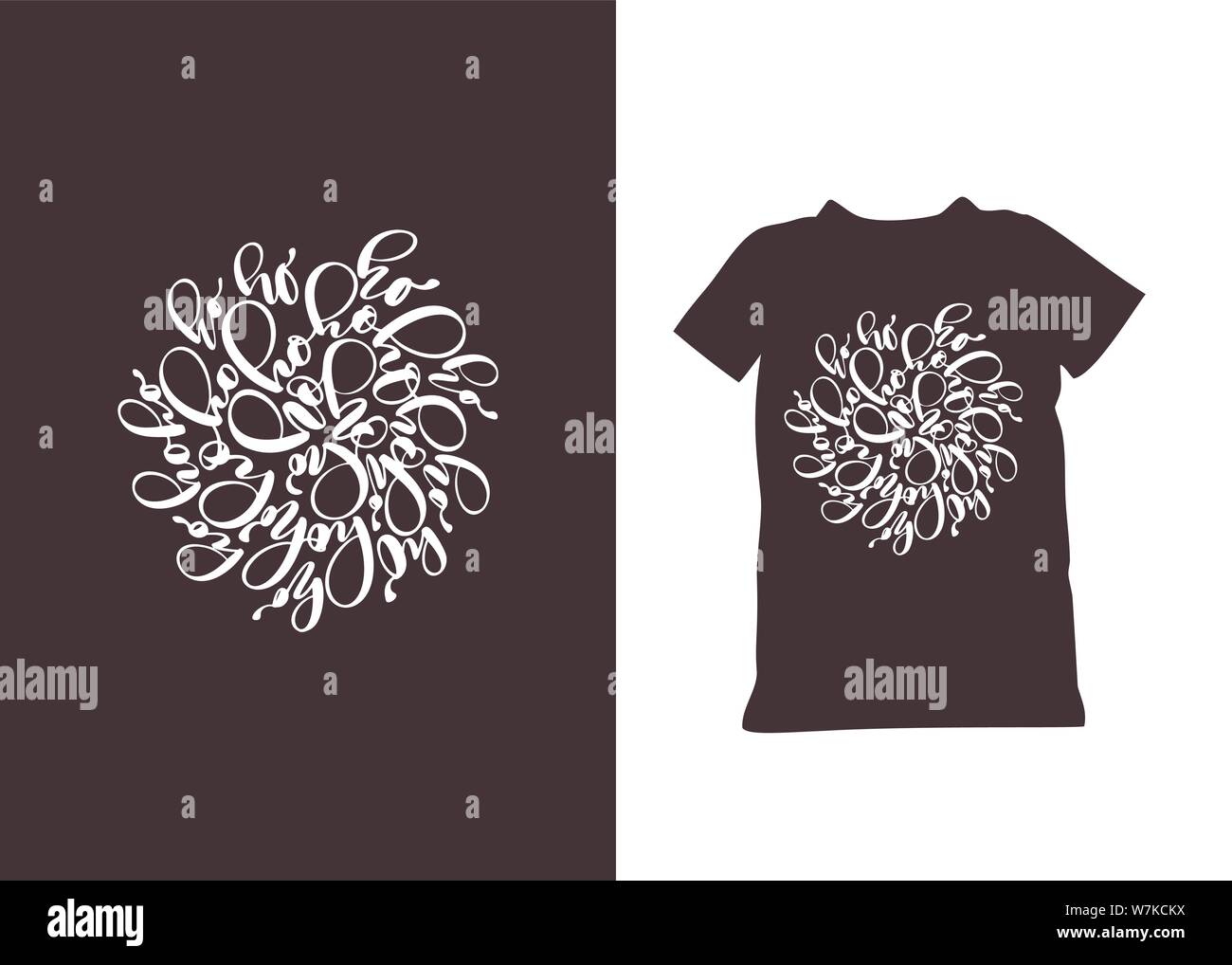 Ho ho ho handgezeichnete Vektorbeschriftung. Fröhliche weiße kalligraphische Text isoliert. Typografie Zitat für Urlaub T-Shirt, Banner, Design Stock Vektor