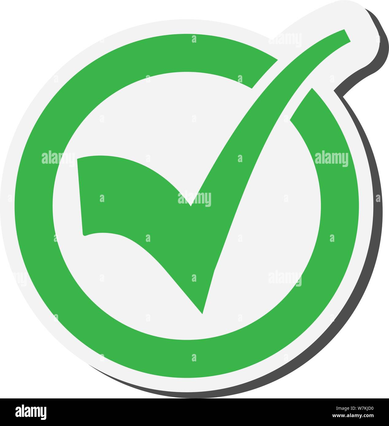 Runde grüne Kästchen mit Haken, Genehmigung zugeschickt oder Aufkleber Vector Illustration Stock Vektor