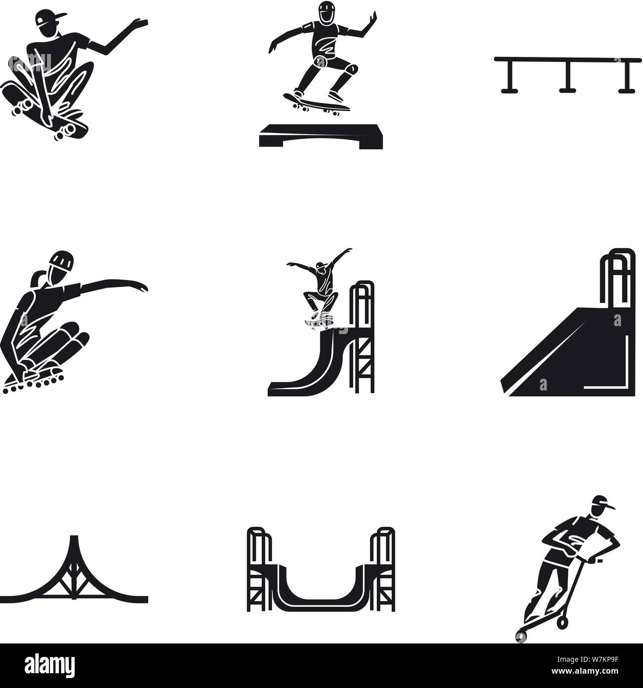 City Skate park Symbol gesetzt. Einfacher Satz von 9 City Skate park Vector Icons für Web Design auf weißem Hintergrund Stock Vektor