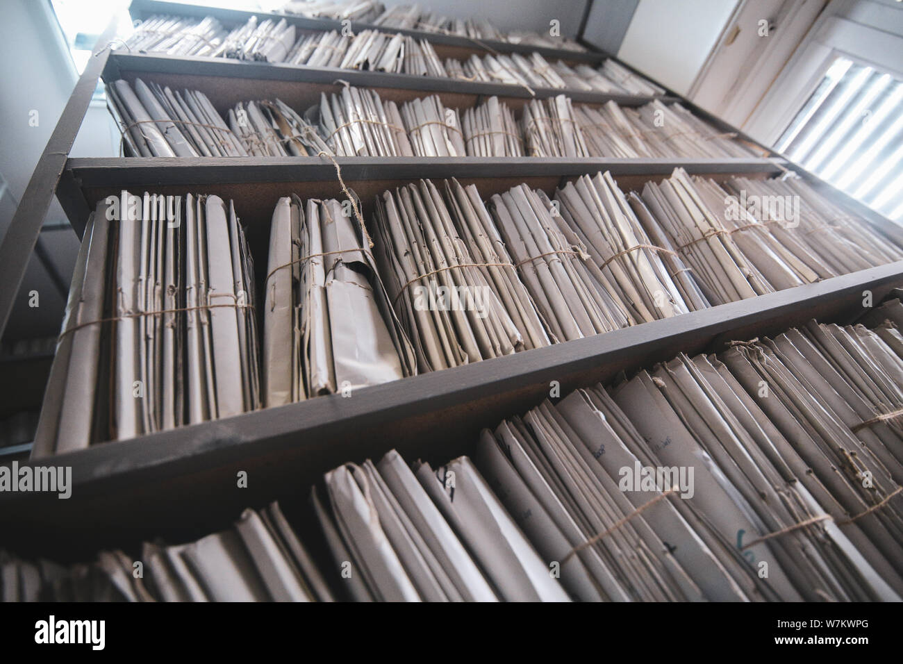 Alte Papiere, Bücher und Dokumente, die historischen Archive. Stockfoto