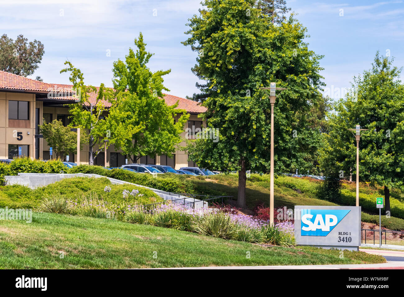 August 5, 2019 in Palo Alto/CA/USA-SAP-Office Campus in Silicon Valley; SAP-SE ist eine deutsche multinationale Software Corporation entwickelt Stockfoto