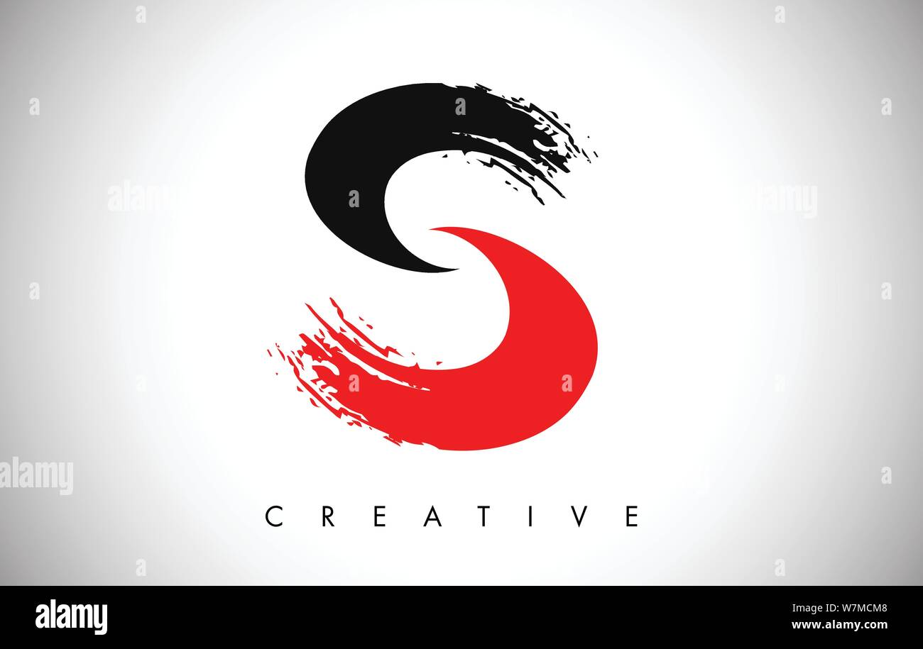 S rot schwarz Schreiben moderne Schlaganfall trendiges Design Logo. Buchstabe S Symbol Logo Vector Illustration. Stock Vektor