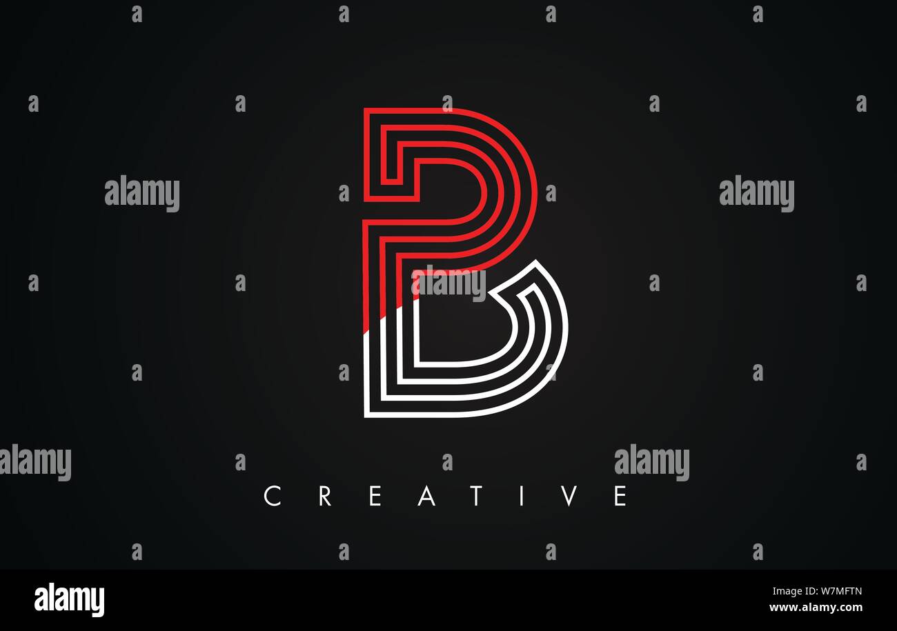 B roten und schwarzen Buchstaben modernes trendiges Design Logo. Buchstabe b Symbol Logo mit Monogramm Vector Illustration. Stock Vektor