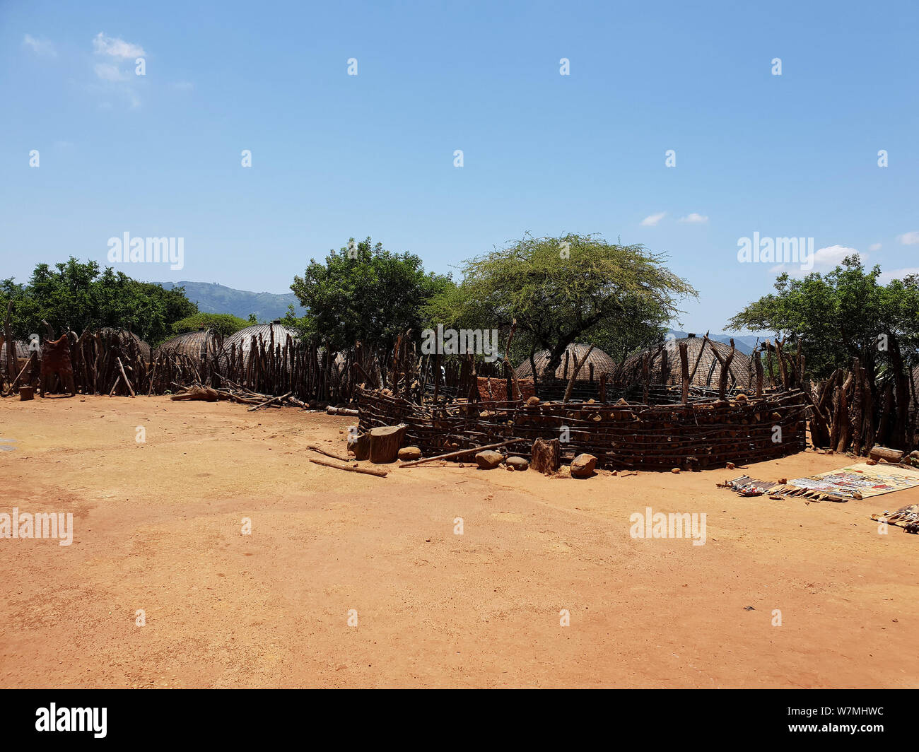 Zulu kraal bei Shakaland Zulu Cultural Village, Eshowe, Kwazulu Natal, Südafrika Stockfoto