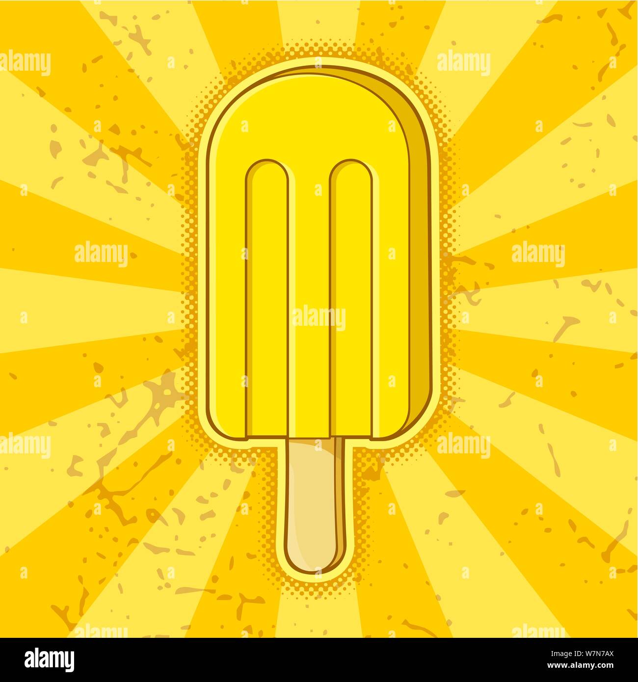 Lemon Ice Cream stick Symbol auf Gelb grunge Hintergrund. Stock Vektor