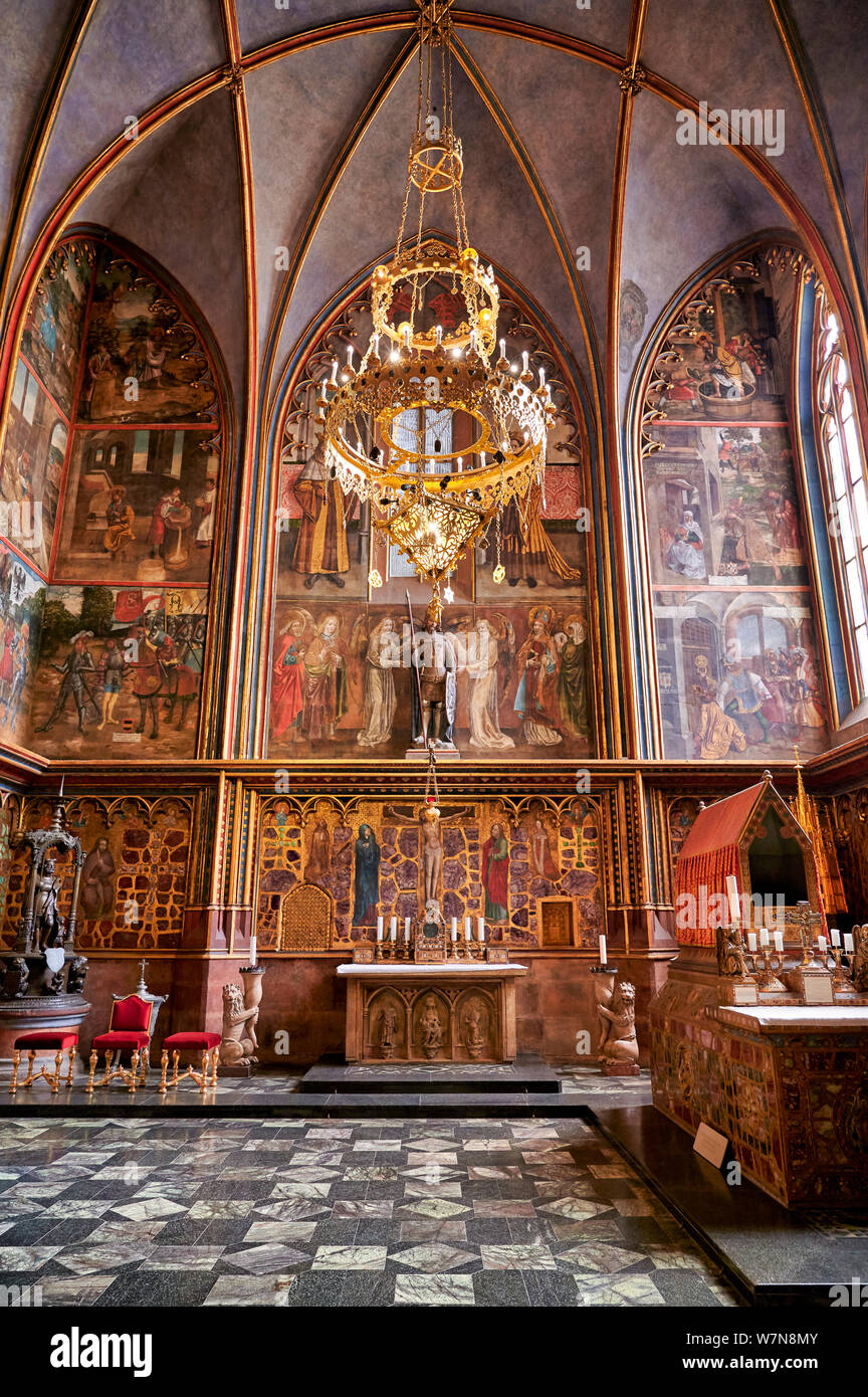 In Prag in der Tschechischen Republik. St. Veitsdom in der Prager Burg. St.-Wenzels-Kapelle Stockfoto