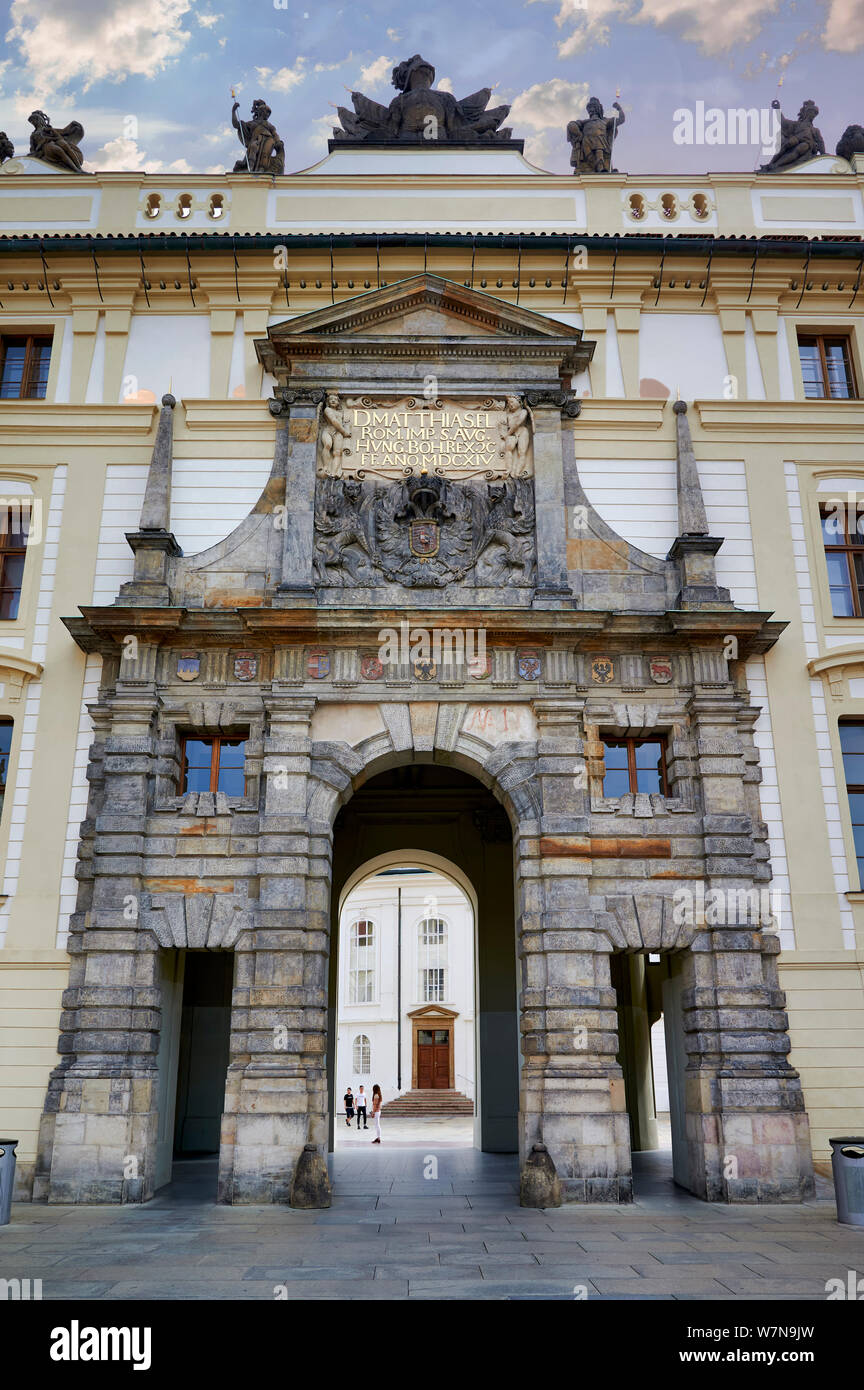 In Prag in der Tschechischen Republik. Der Eingang der Burg. Matthias gate Stockfoto