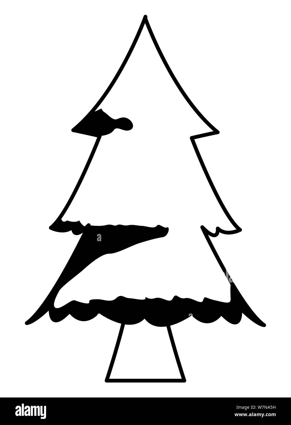 Baum mit Blätter Natur Karikatur in Schwarz und Weiß Stock Vektor