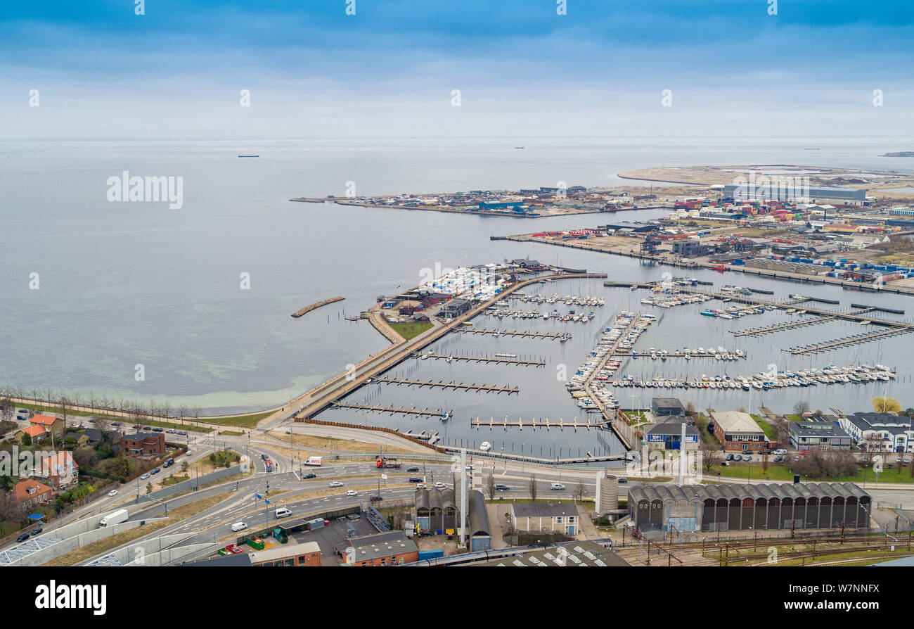 Ich svanemøllehavnen Københavns Nordhavn Stockfoto