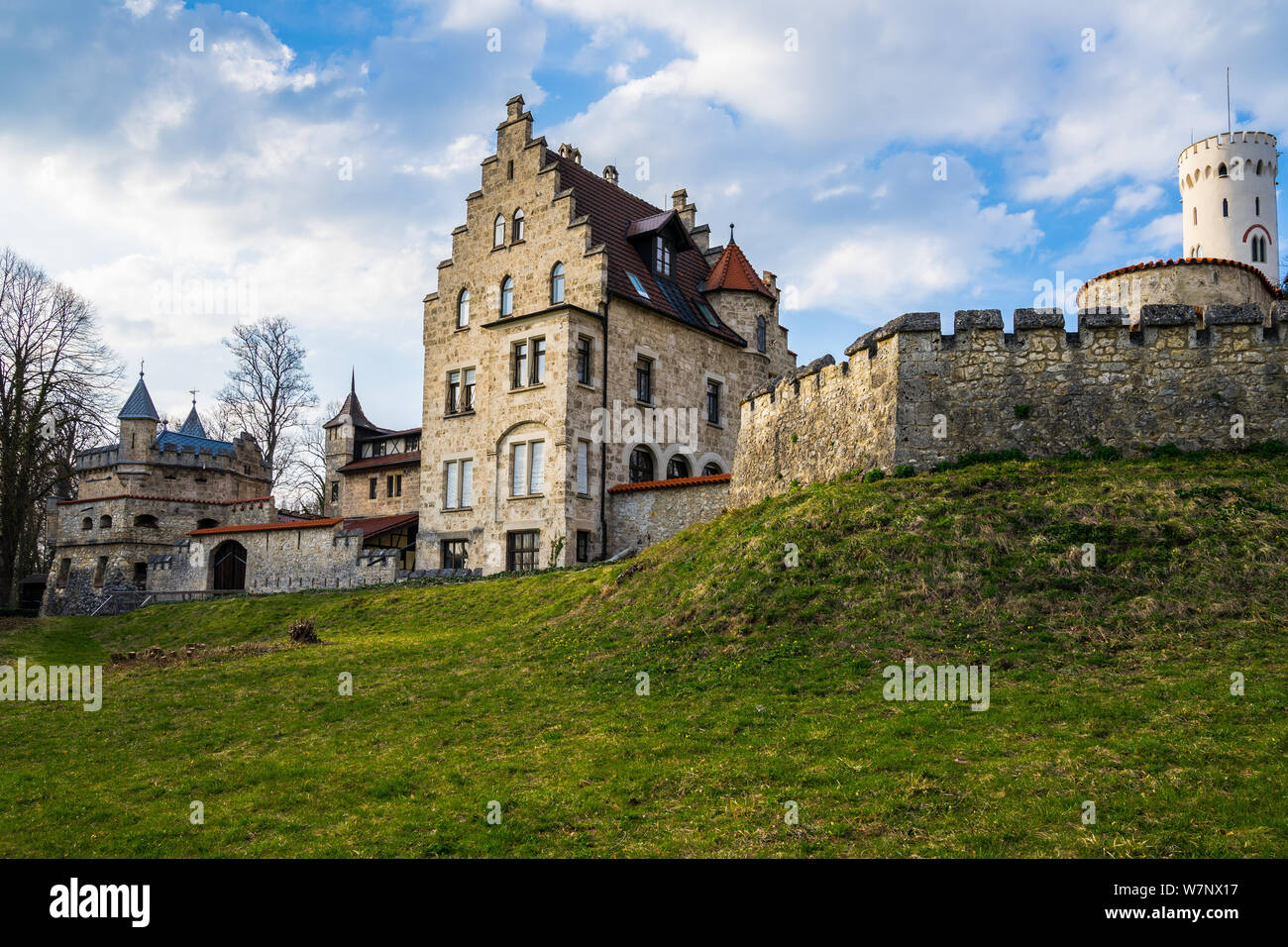 Deutschland, Schloss Lichtenstein Mythos Festung in der Nähe von reutlingen auf die Schwäbische Alb Stockfoto