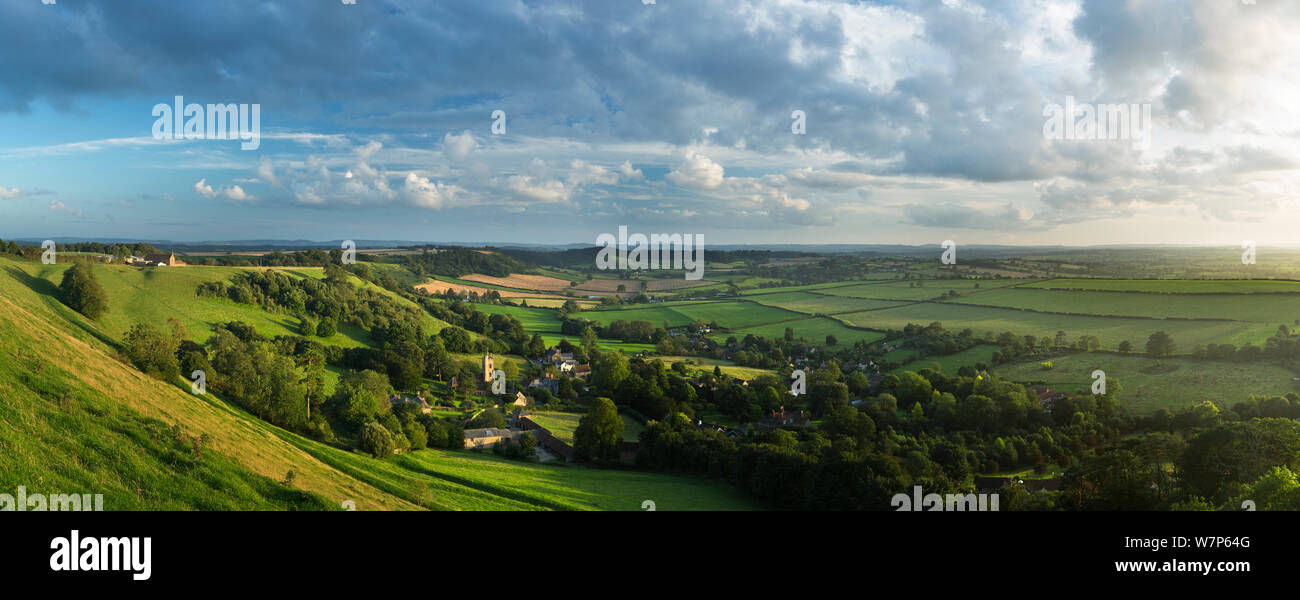 Panoramablick auf Corton Denham, Somerset, UK August 2012 - größere Dateien SIND VERFÜGBAR Stockfoto