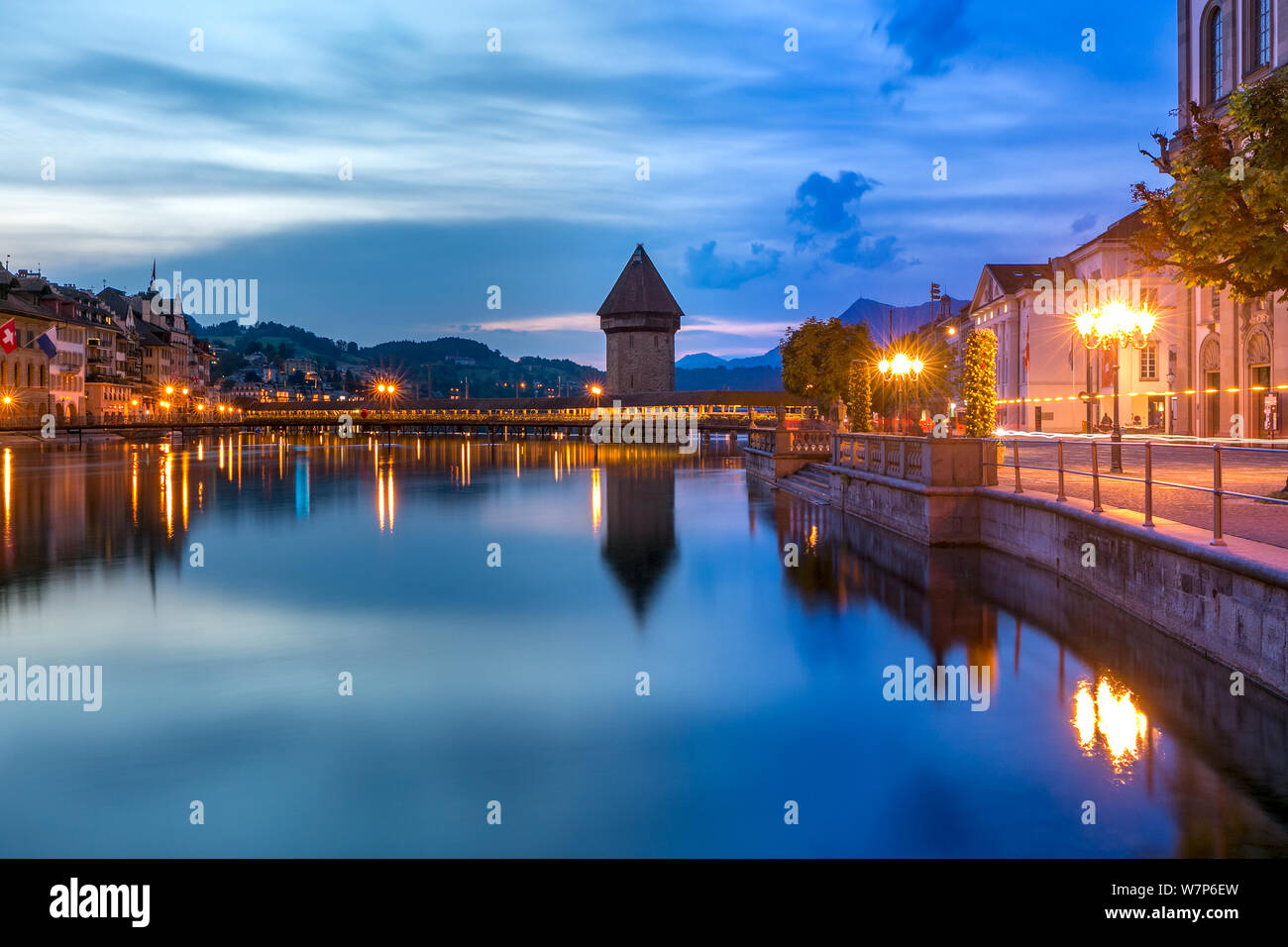 In der Nacht Luzern, Schweiz Stockfoto
