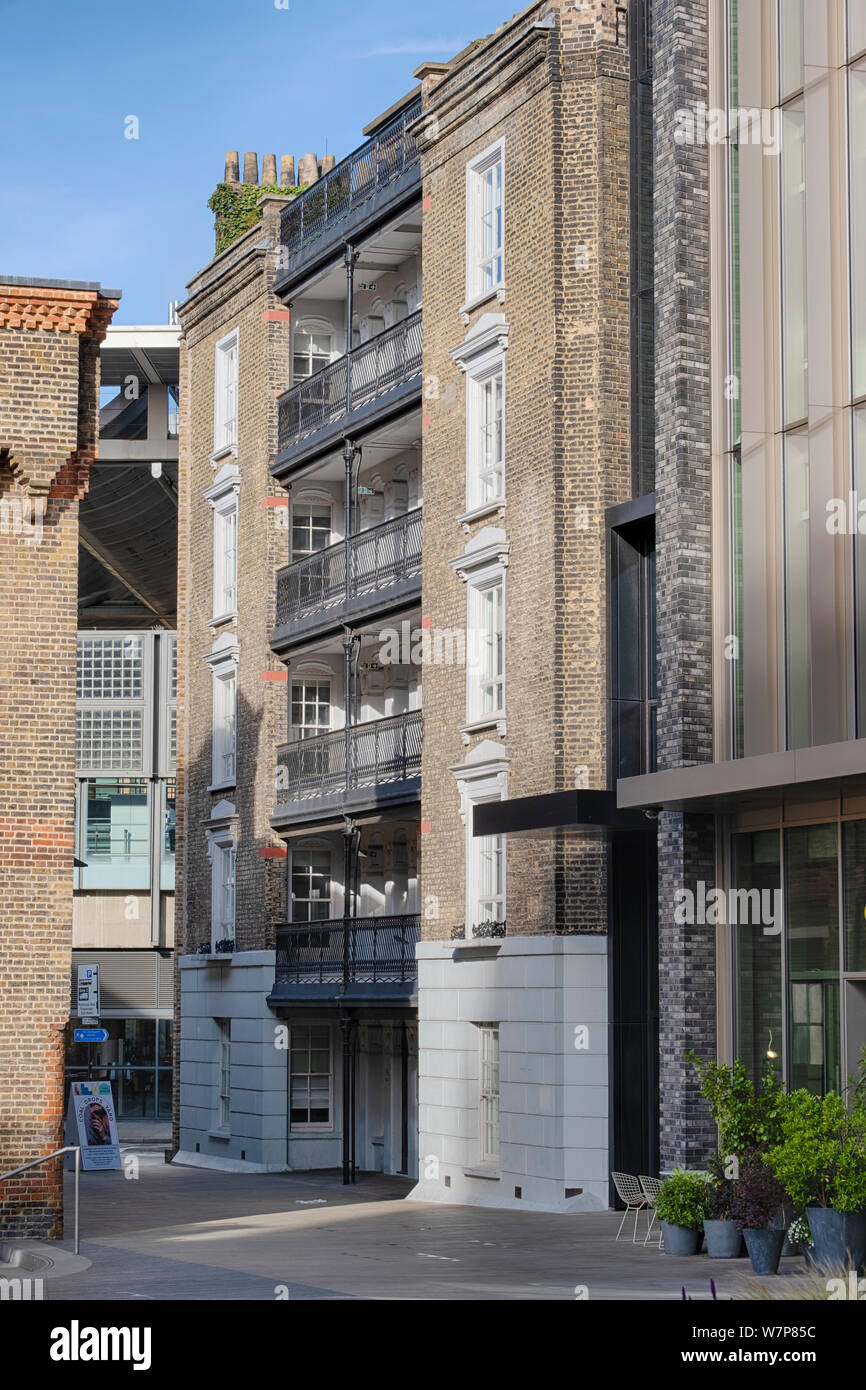 Stanley Gebäuden, Sanierung der älteren kommunale Wohnbau in Kings Cross, nun als Fassade in Büroräume integriert Stockfoto