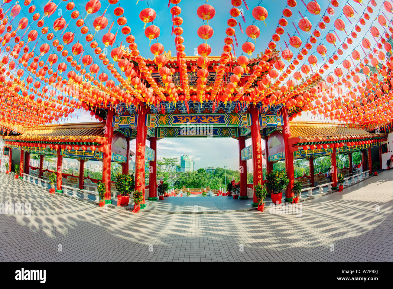 Weitwinkelansicht Thean Hou Chinesischer Tempel, Kuala Lumpur, Malaysia 2012 Stockfoto