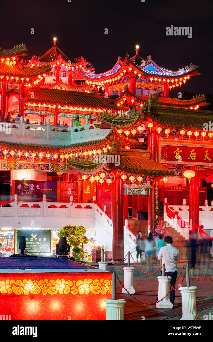 Thean Hou chinesischen Tempel bei Nacht, Kuala Lumpur, Malaysia, Februar 2012 Stockfoto