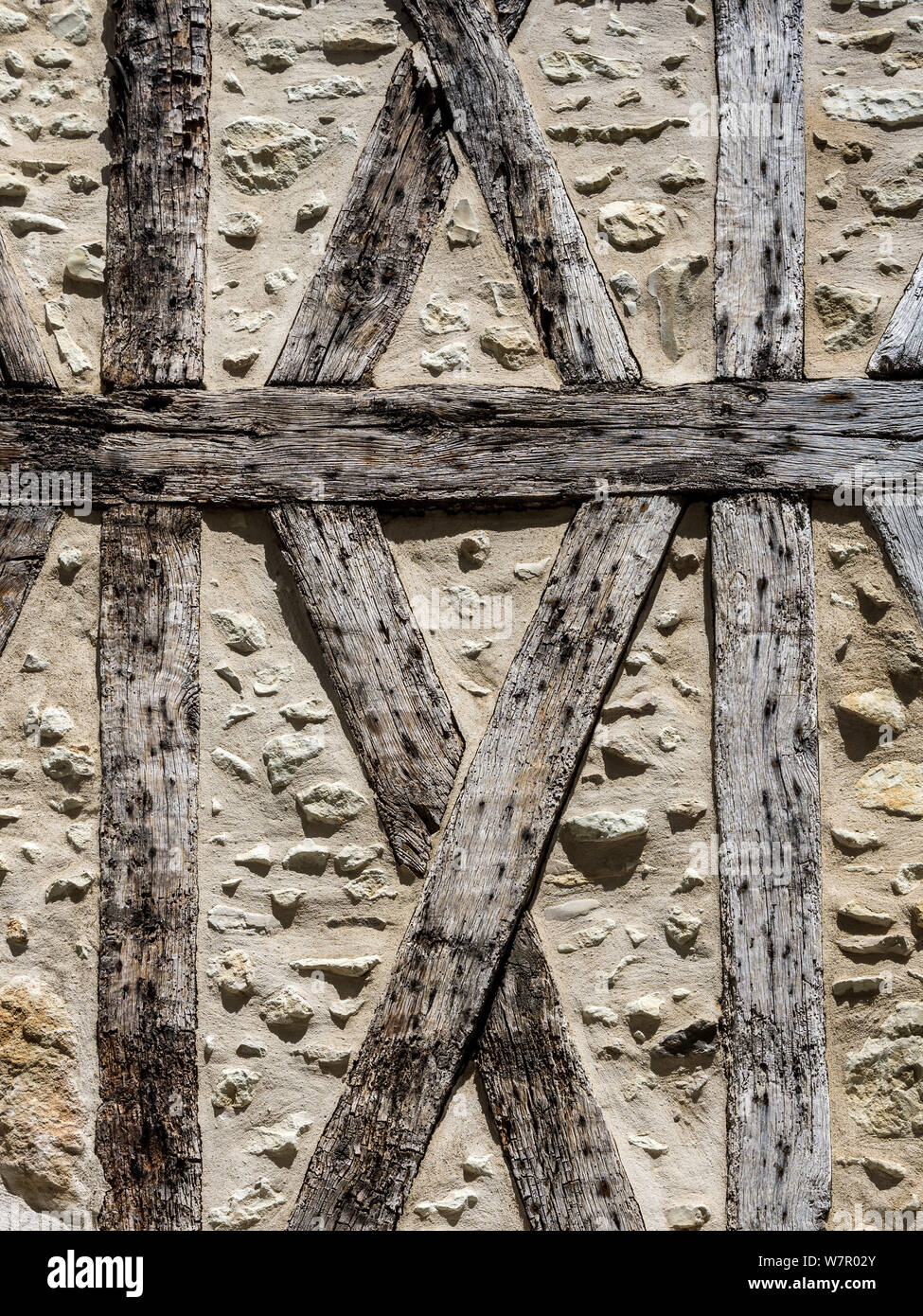 Alte Mauer mit freiliegenden Balken und stein Infill Frankreich Stockfotografie Alamy