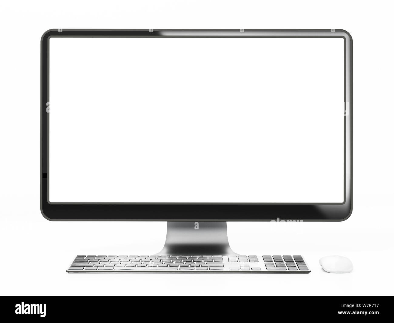 Moderne Desktop Computer mit leeren Bildschirm. 3D-Darstellung. Stockfoto