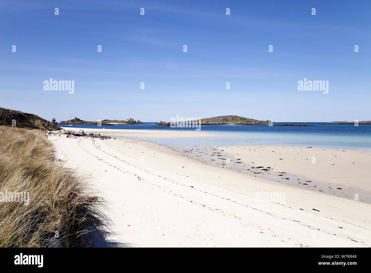 Blockhaus Strand, Tresco, Isles of Scilly, Cornwall, England, UK, Mai 2012. Stockfoto