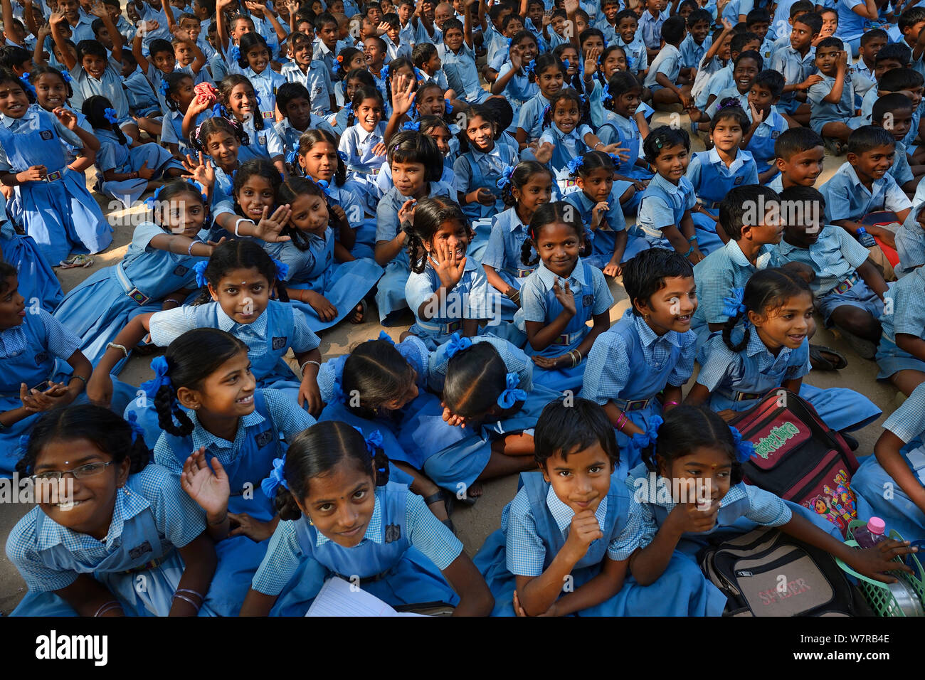 Kinder in der Schule, CRINEO Pulicat See, Tamil Nadu, Indien, Januar 2013. Stockfoto