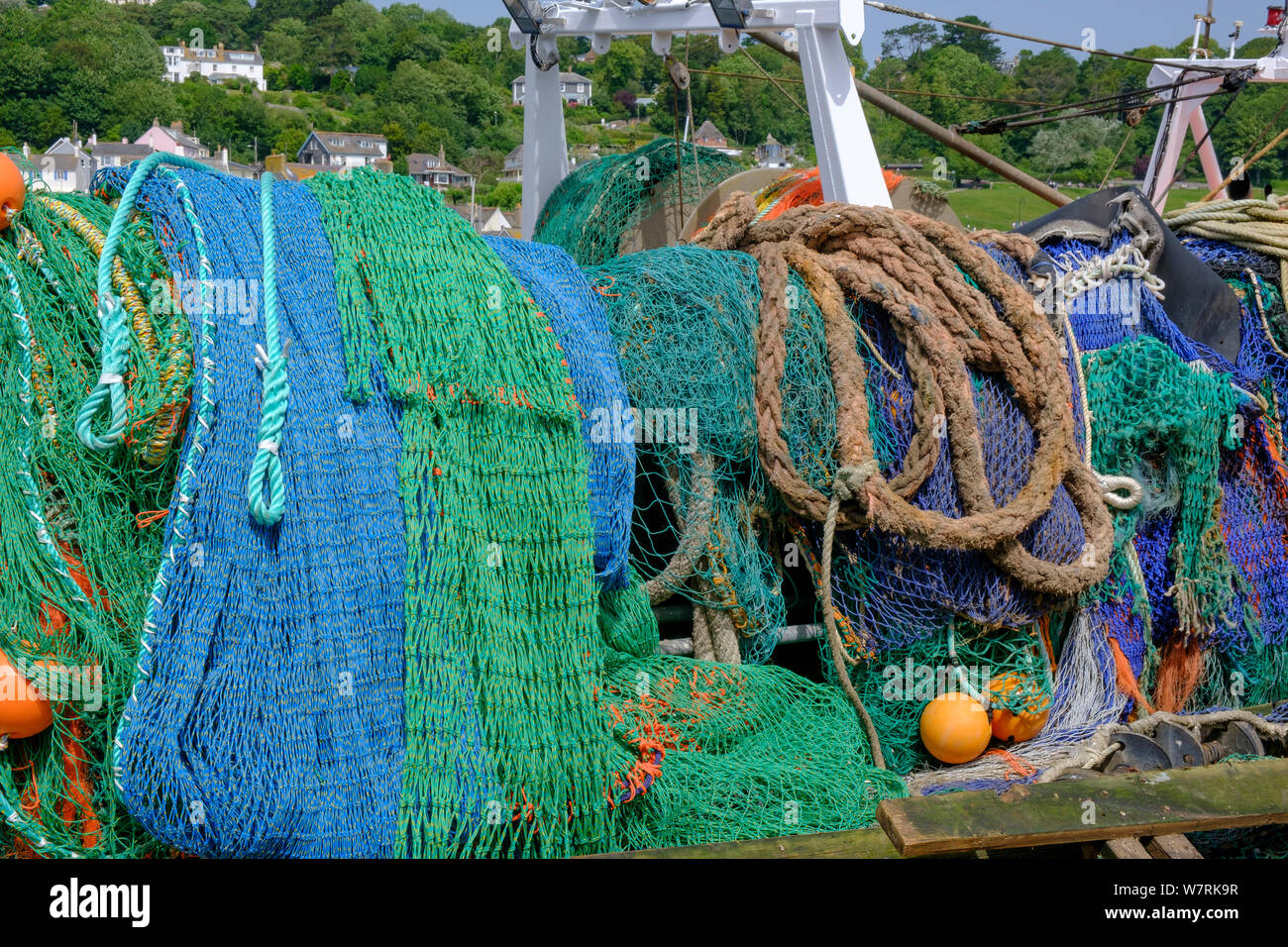 Fischernetze und Seile Lyme Bay Lyme Regis, Dorset England Stockfoto