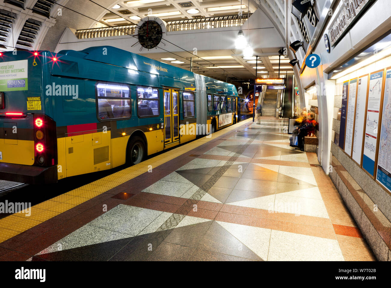 Pioneer Square Station für Bus und Bahn in Seattle, Washington, USA. Februar 2013. Stockfoto