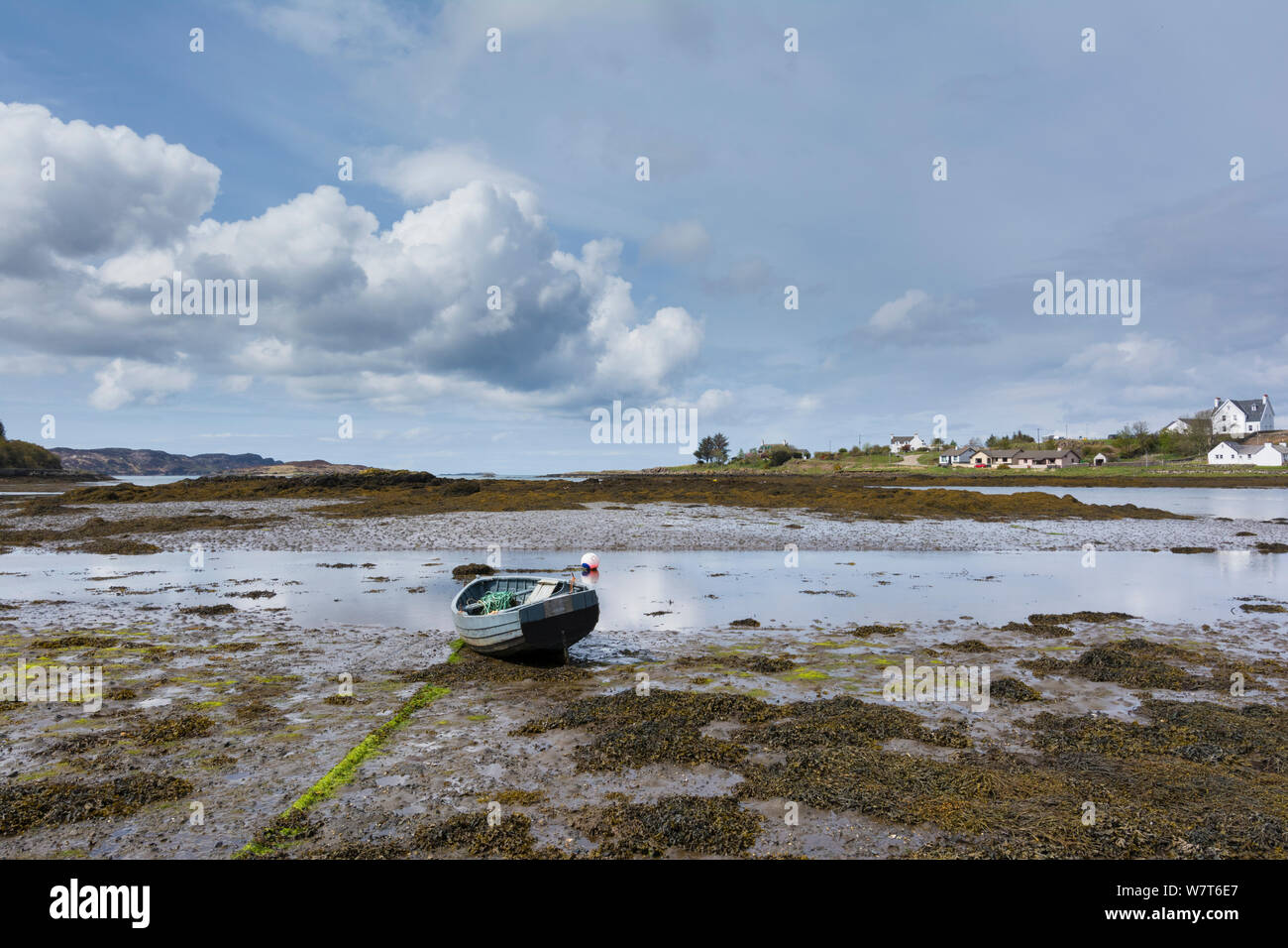 Blick auf die Bucht von Bunessan, Isle of Mull, Innere Hebriden, Schottland, UK, Mai 2013. Stockfoto