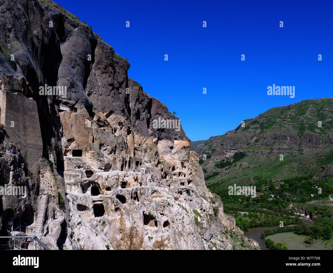 Cave City Vardzia, in der Nähe von Aspindsa, Samzche-Dschawacheti, Georgien, Europa Stockfoto