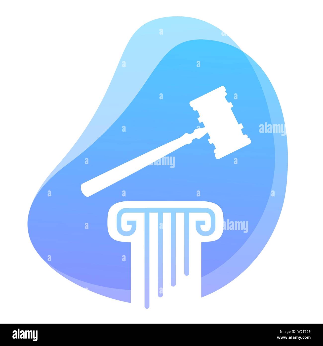 Recht und Verfassung Symbol. Mit einem Hammer auf Säule Spalte. Regierung Grundsätze Konzept Stock Vektor