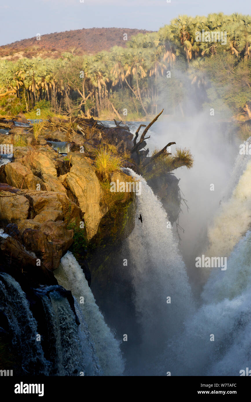 Epupa Falls am Kunene Fluss, an der Grenze zwischen Namibia und Angola. Kaokoveld, Namibia, September 2013. Stockfoto