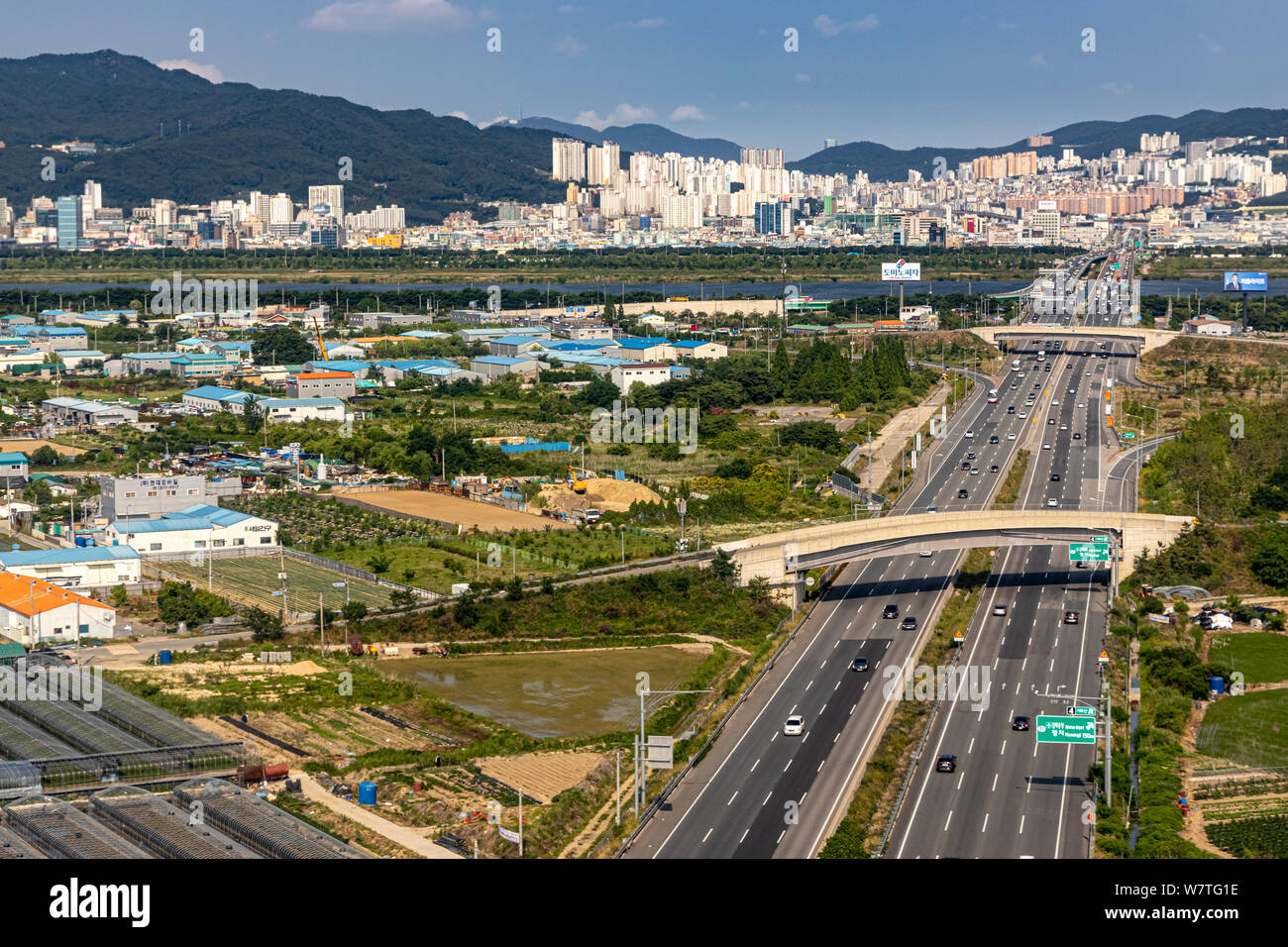 Busan, Korea - Juni 22, 2019: Luftaufnahme von Busan Stockfoto