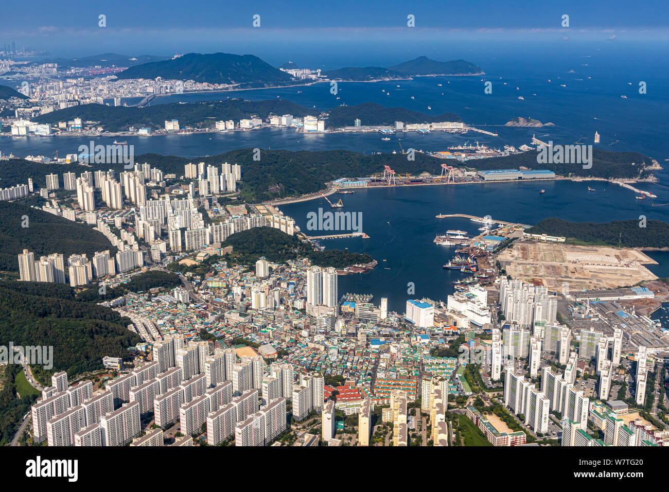 Busan, Korea - Juni 22, 2019: Luftaufnahme von Busan Stockfoto