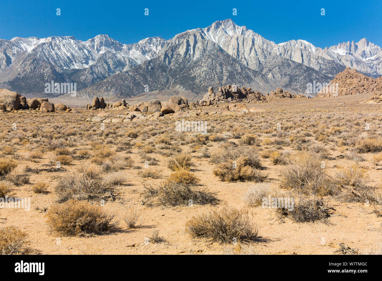 Landschaft der Alabama Hills, Owens Valley, Kalifornien, USA, März 2013. Stockfoto