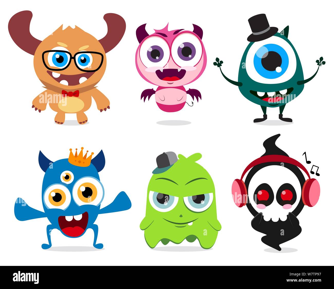 Susse Kleine Monster Vektor Zeichen Niedliche Monster Kreaturen Mit Lustige Und Verruckte Gesichter Auf Weissem Hintergrund Vector Illustration Stock Vektorgrafik Alamy