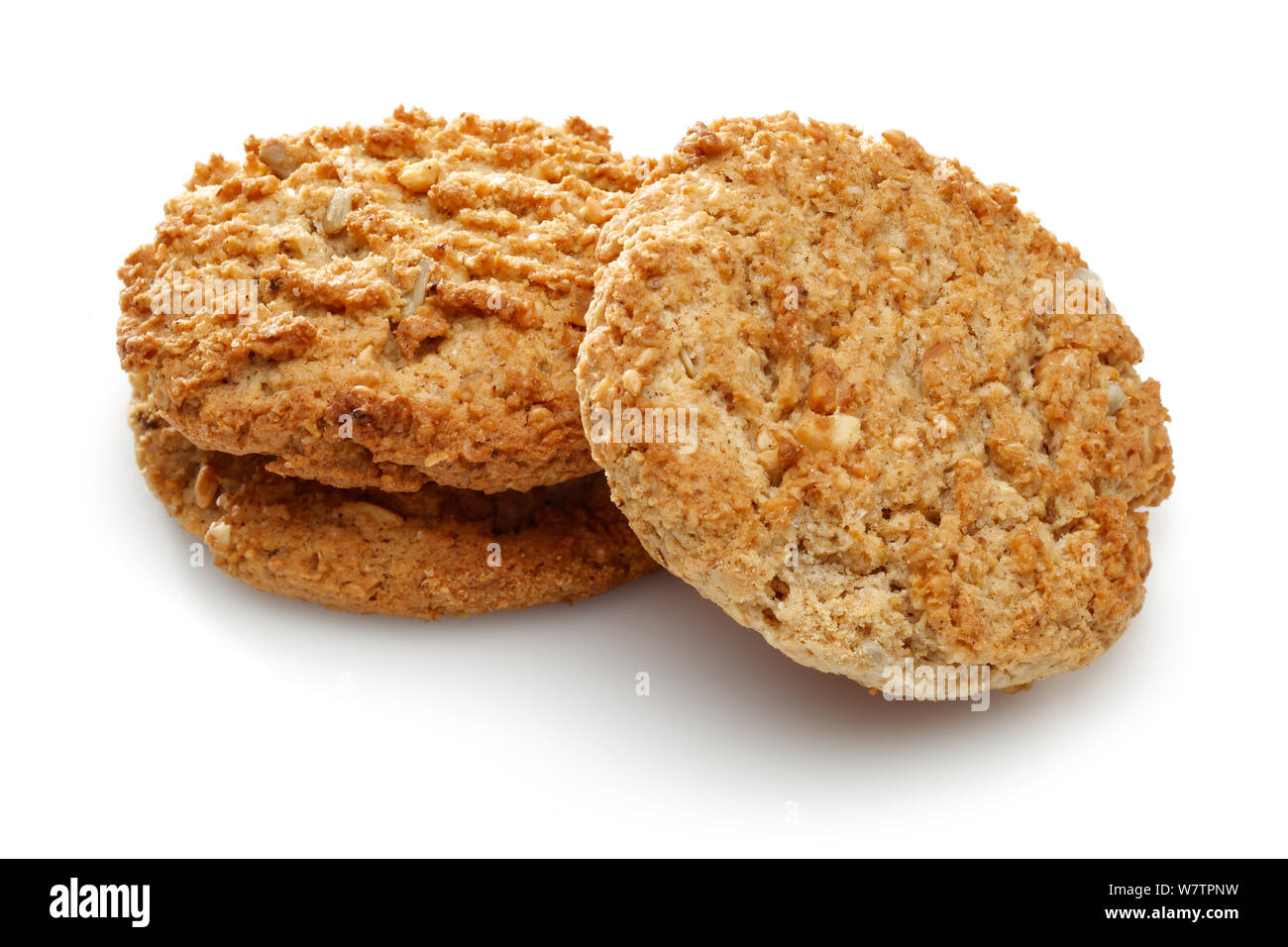 Sonnenblumenkerne Cookies auf weißem Hintergrund Stockfoto