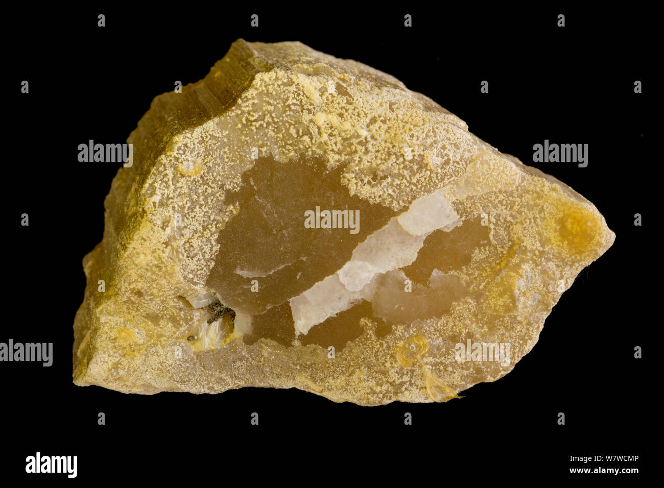 Trona (hydrogendicarbonate trinatriumsalz Dihydrat, Na3 (CO3) (HCO3) • 2 H2O), ein nicht-Marinen evaporite Mineral als primäre Quelle für Natriumcarbonat in den USA, Wyoming abgebaut. Stockfoto