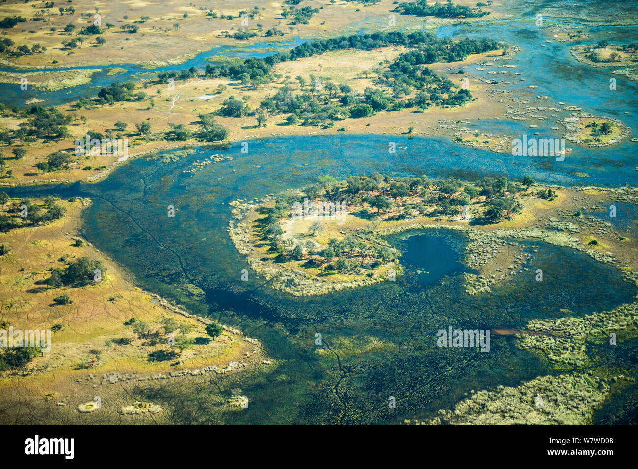 Luftaufnahme des Okavango Delta, Botswana. Stockfoto