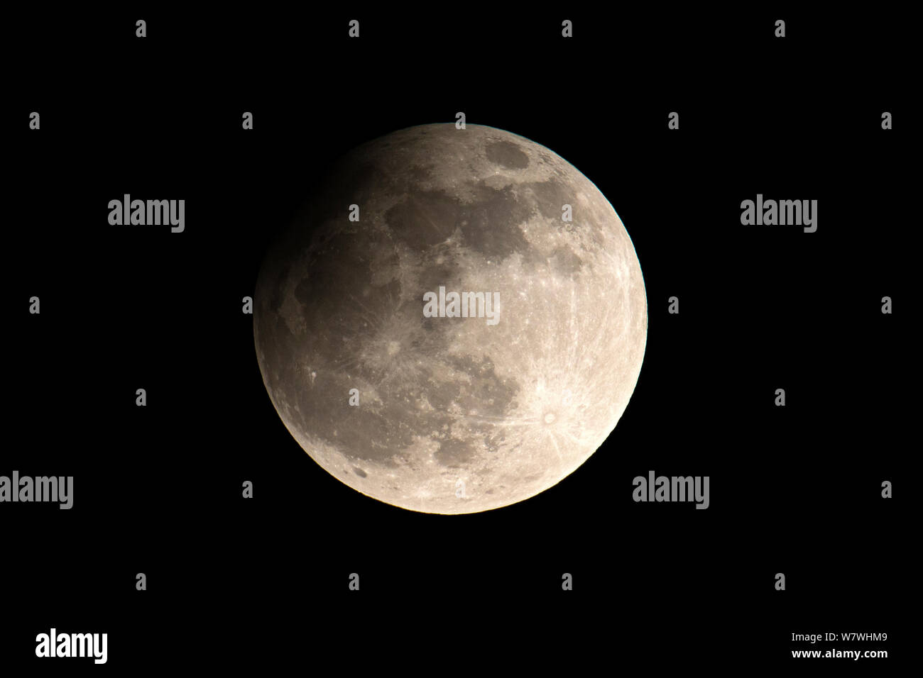 Partielle Sonnenfinsternis der Mond, aus Frankfurt, Deutschland, 25. April 2013 gesehen. Stockfoto
