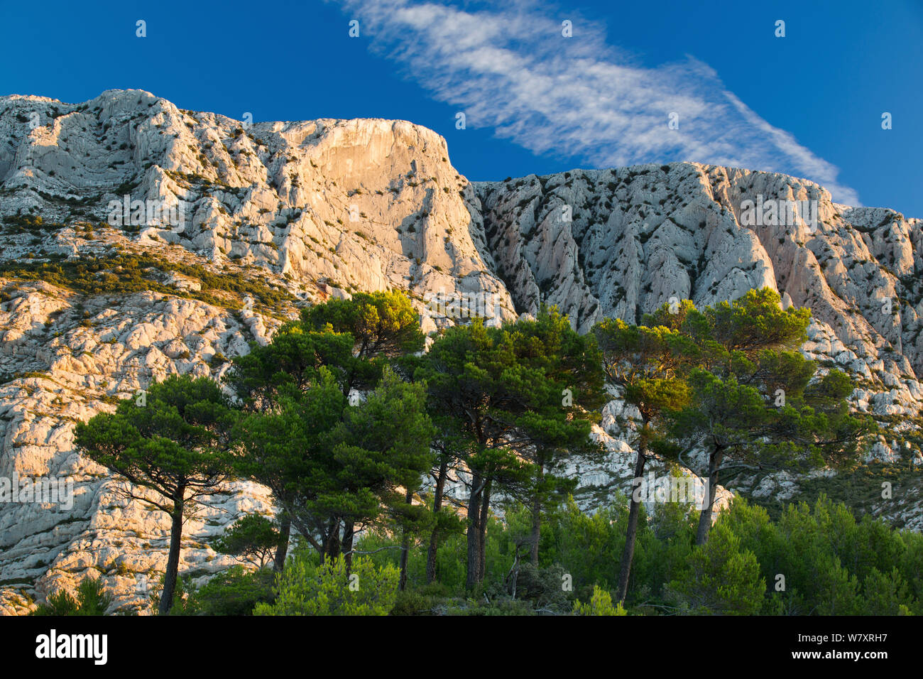 Montagne Sainte-Victoire in der Morgendämmerung, Var, Provence, Frankreich, Oktober 2012. Stockfoto