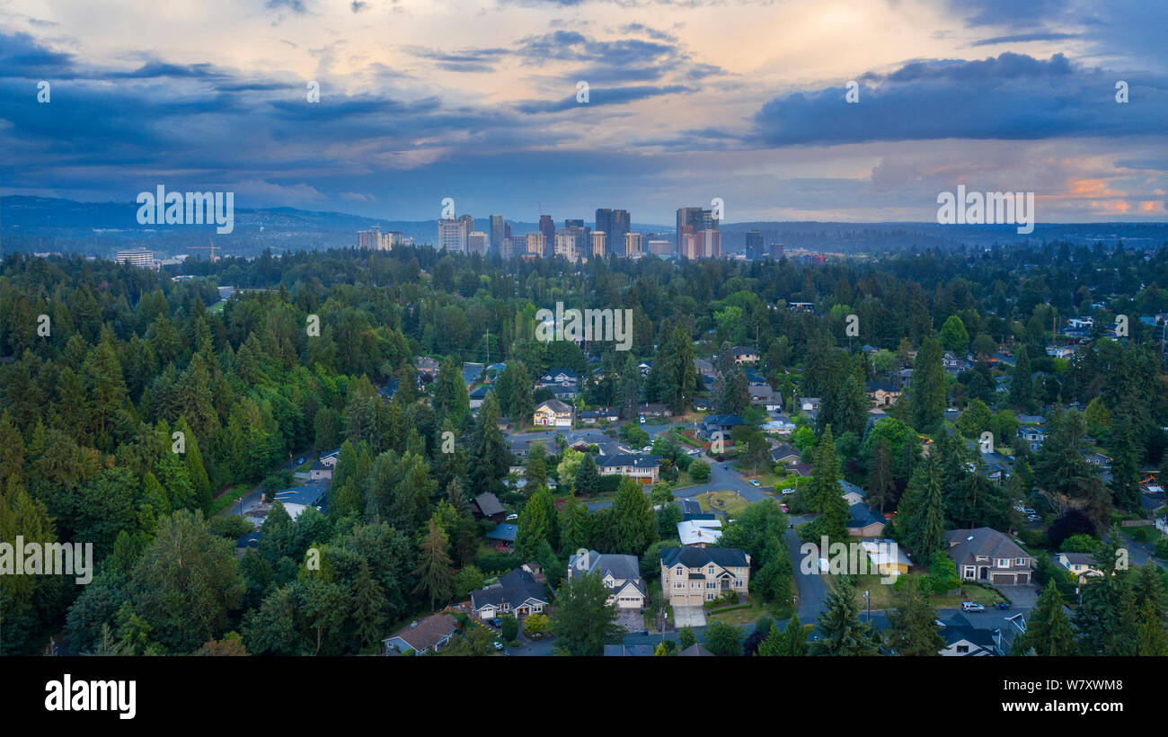 Bellevue ist eine moderne Stadt im Staat Washington, USA Stockfoto
